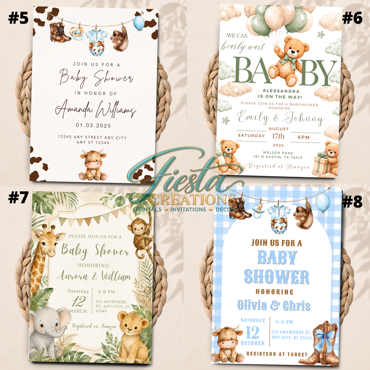 Boy Baby Shower 5x7in Invitations