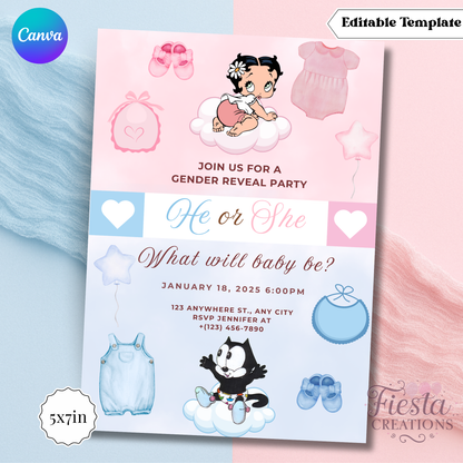 Betty Gender Reveal | 5x7 Editable Template | Instant Download