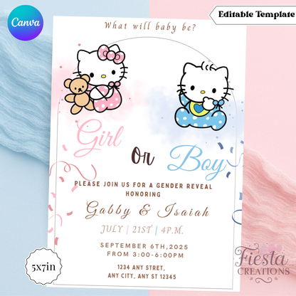 HK Gender Reveal | 5x7 Editable Template | Instant Download