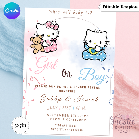 HK Gender Reveal | 5x7 Editable Template | Instant Download