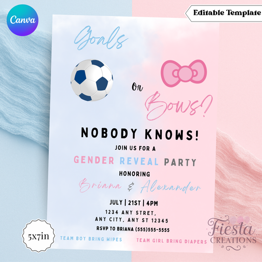Goals or Bows | 5x7 Editable Template | Instant Download