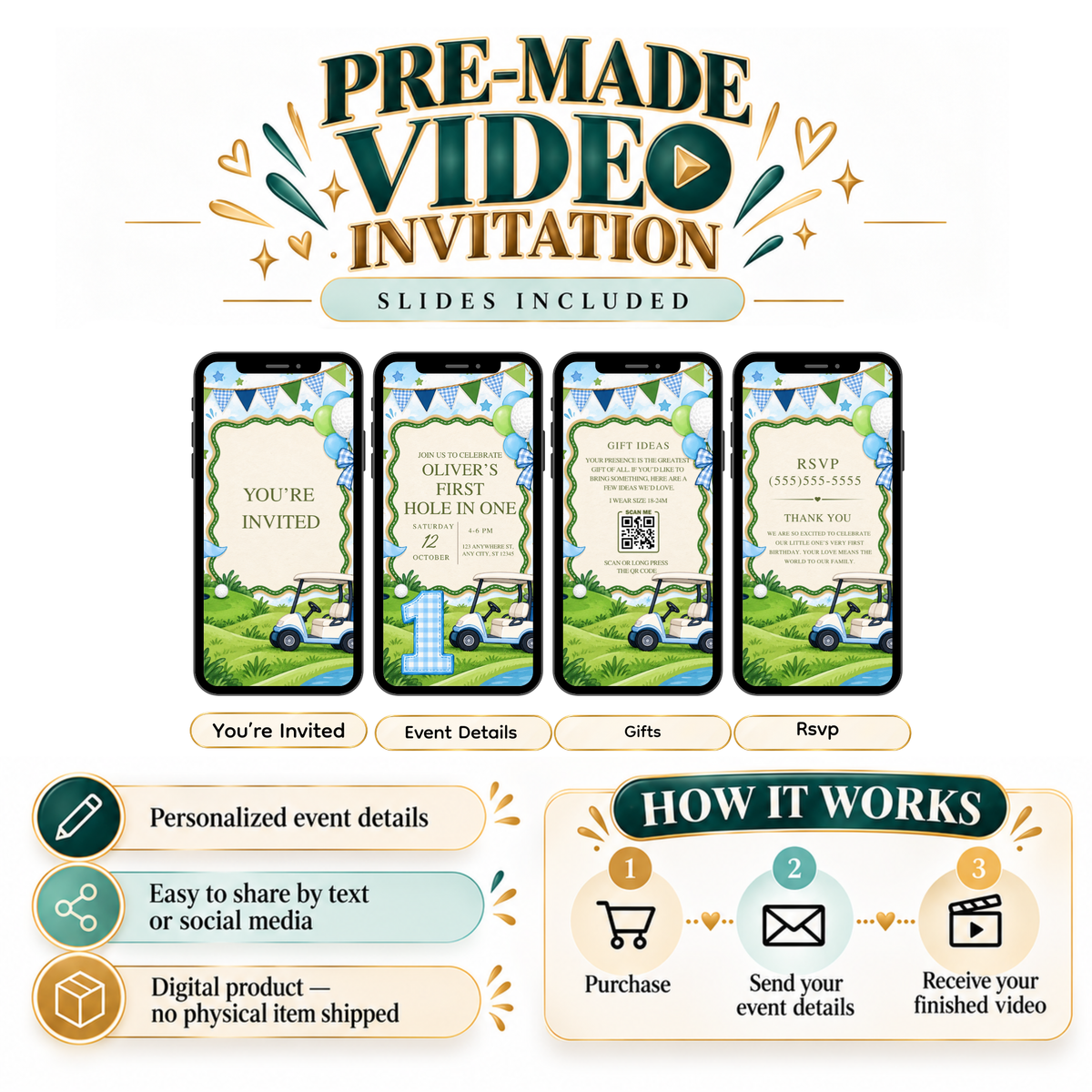 First Hole in One Birthday Video Invitation – Fiesta Creations