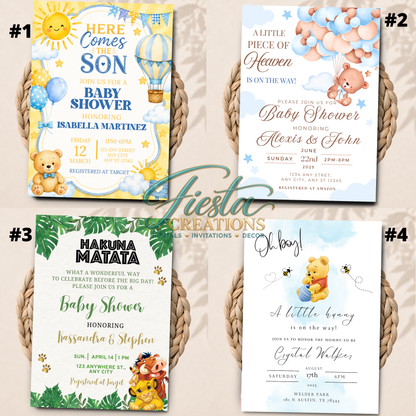 Boy Baby Shower 5x7in Invitations