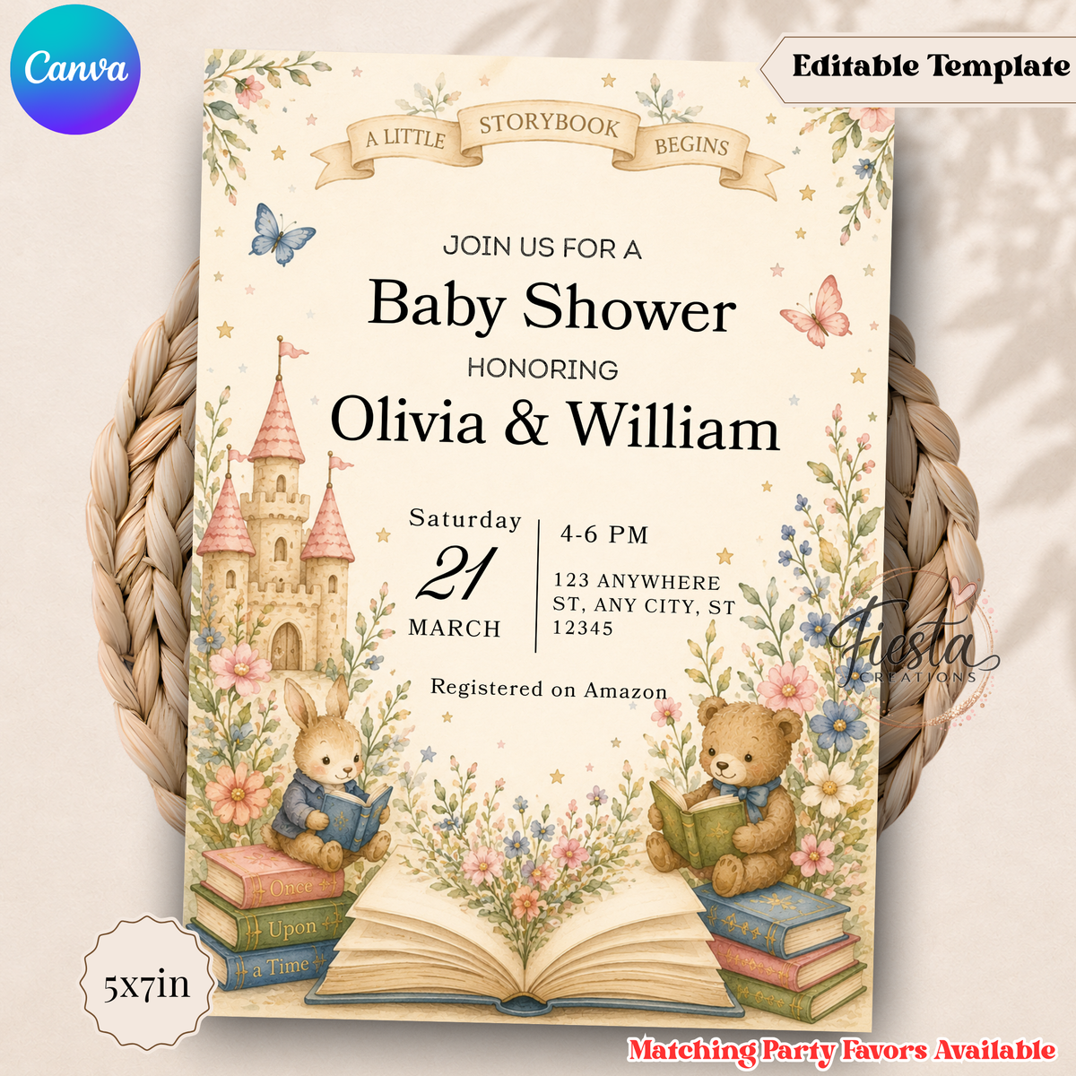 Storybook Baby Shower Invitation | Once Upon a Time Fairytale Baby Shower Invite