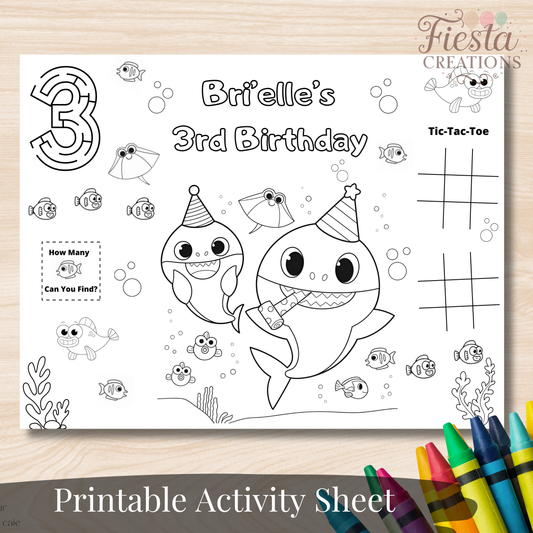 Shark Birthday Activity Sheet