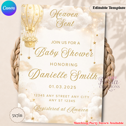 Heaven Sent Baby Shower 5x7in Invitation