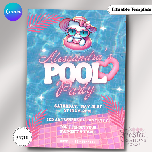 HK Pool Party 5x7in Invitation Template