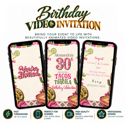 Tacos & Tequila Birthday Video Invitation