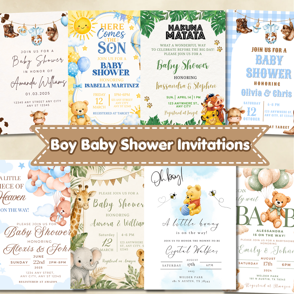 Boy Baby Shower 5x7in Invitations