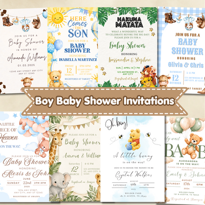 Boy Baby Shower 5x7in Invitations