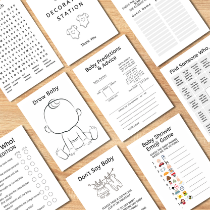 Modern Baby Shower Game Bundle Editable Template