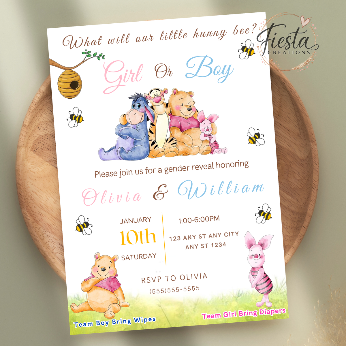 Winnie #1 Gender Reveal DIY Celebration Bundle