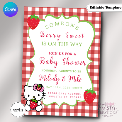 Red HK Strawberry | 5x7 Editable Template | Instant Download
