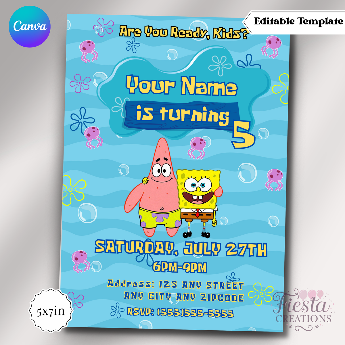 Sponge Birthday 5x7in Invitation
