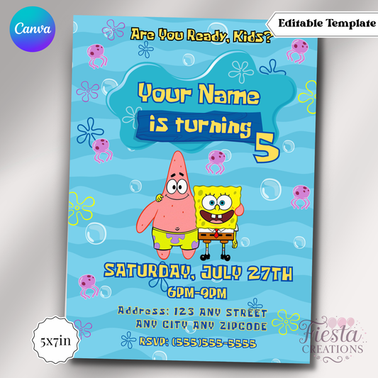Sponge Birthday 5x7in Invitation