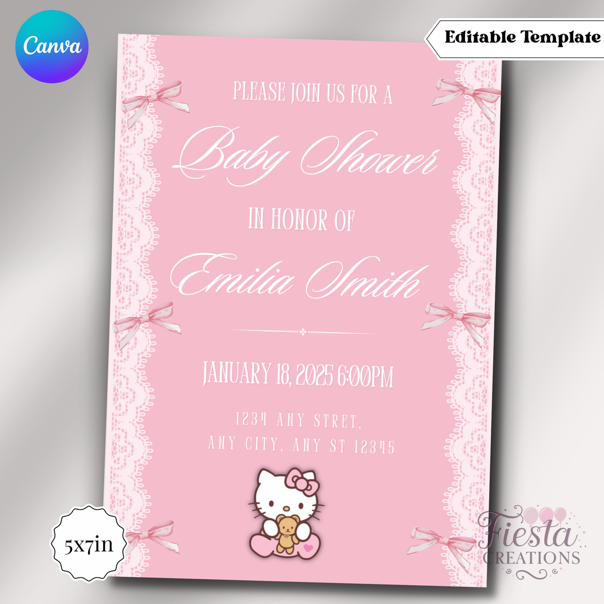 Coquette HK Baby Shower 5x7in Invitation