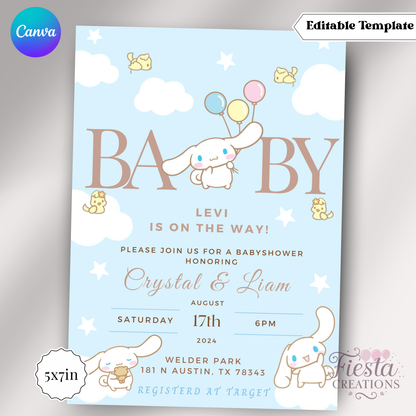 Cinnamoroll Baby Shower | 5x7 Editable Template | Instant Download