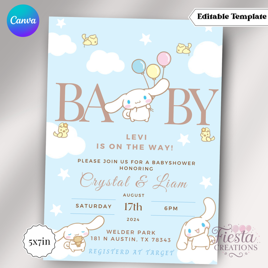 Cinnamoroll Baby Shower | 5x7 Editable Template | Instant Download