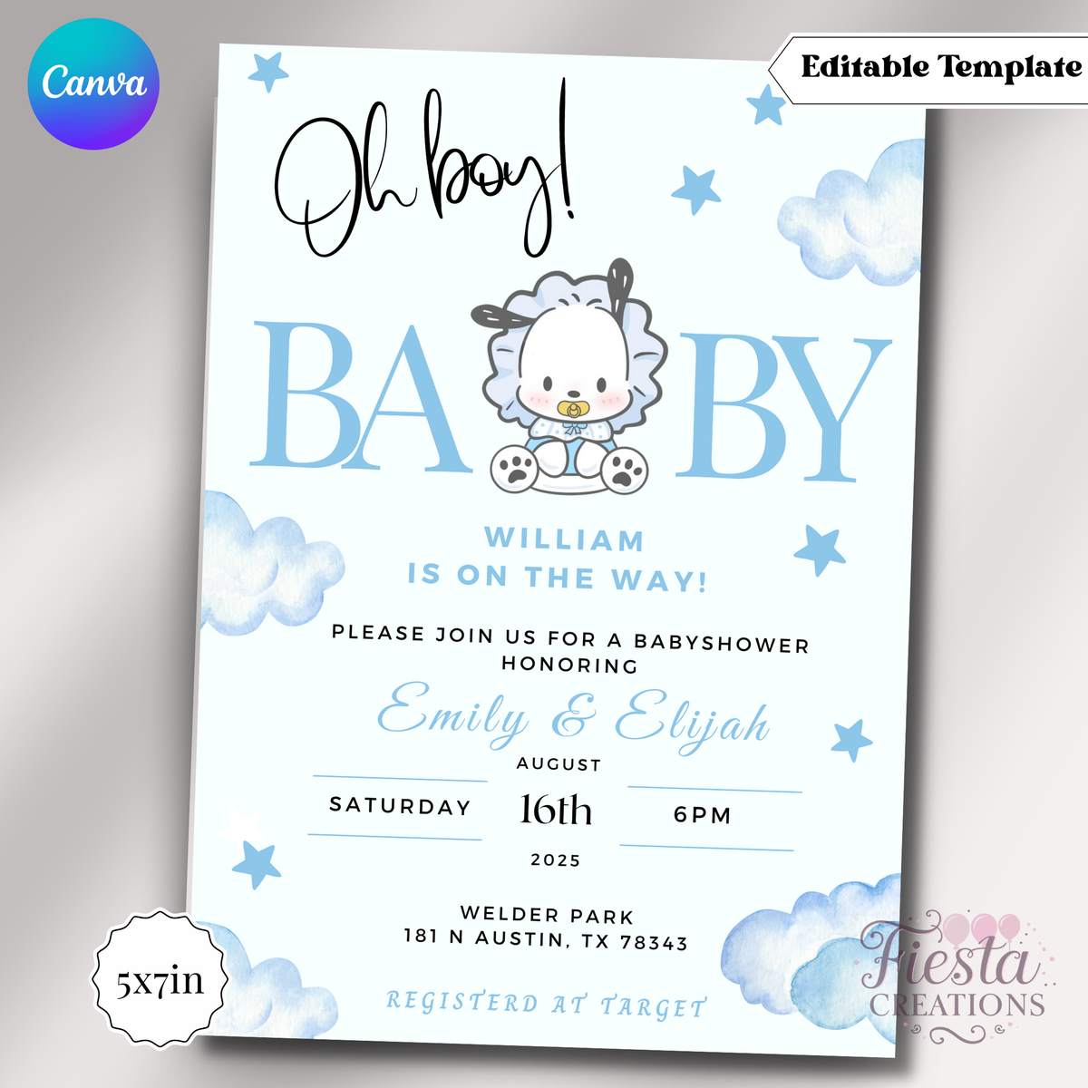Oh Boy | 5x7 Editable Template | Instant Download
