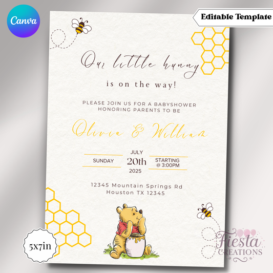 Winnie Hunny | 5x7 Editable Template | Instant Download