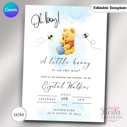 Winnie Blue | 5x7 Editable Template | Instant Download