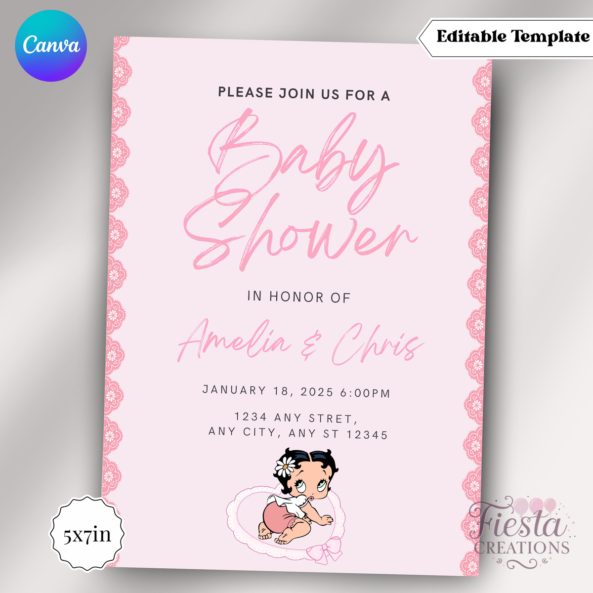 Betty Pink | 5x7 Editable Template | Instant Download
