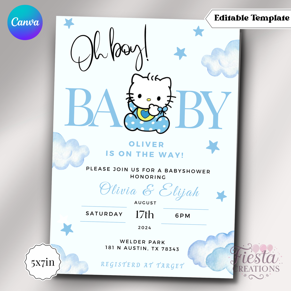 Oh Boy Daniel | 5x7 Editable Template | Instant Download
